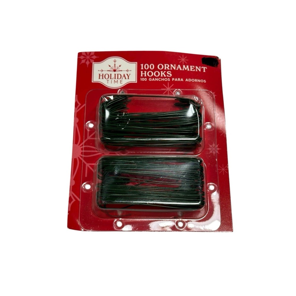 LOT OF 3 holiday time 100 count christmas ornament hooks medium‎ green metal